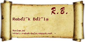 Rebák Béla névjegykártya